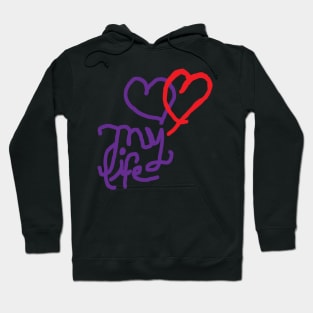 LOVE MY LIFE Tee Red Heart Purple Hoodie